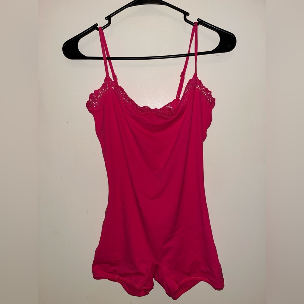 Skims Fits Everybody Corded Lace Onesie Neon Rose Size Large